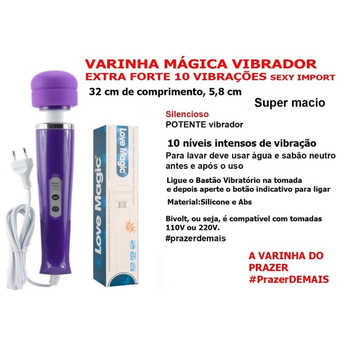 Varinha MÁgica Vibrador Extra Forte 10 VibraÇÕes Sexy Import 5376